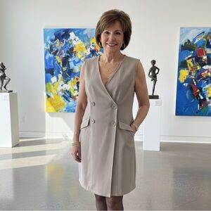 Max Studio Beige Double-Breasted Mini Dress